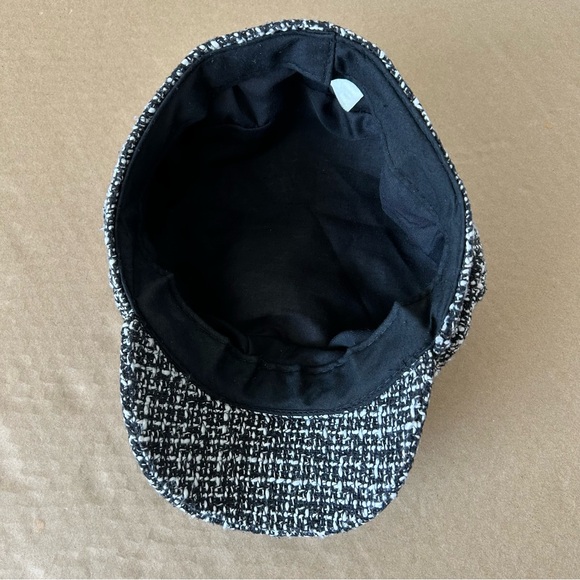 Women’s Newsboy Cap Hat Black and White Tweed Beret One Size Flat Cap Gatsby Hat - Picture 3 of 8
